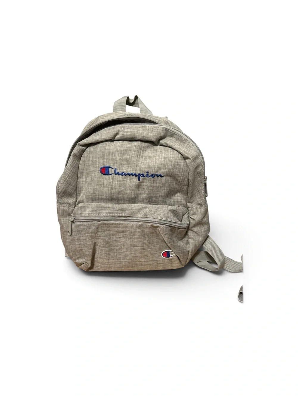 Mini Champion Light Gray Backpack with Navy & Red Logo
